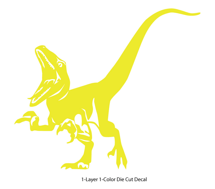Dinosaur – Roaring Velociraptor #4 – Jurassic Period – 4-21″ wide – DieCut Decal