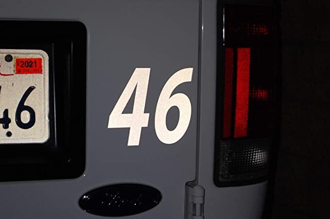 0-9 Reflective Numbers White Sticker Vinyl Decal pick 1″-12″ Set Of 20 (RV2-2)