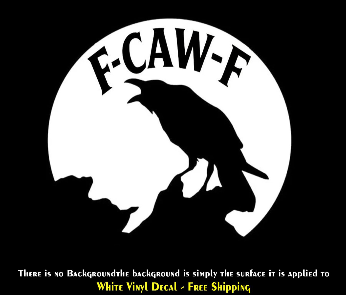 F-Caw-F Crow One 5″ White Vinyl Decal Windows Any Flat Surface