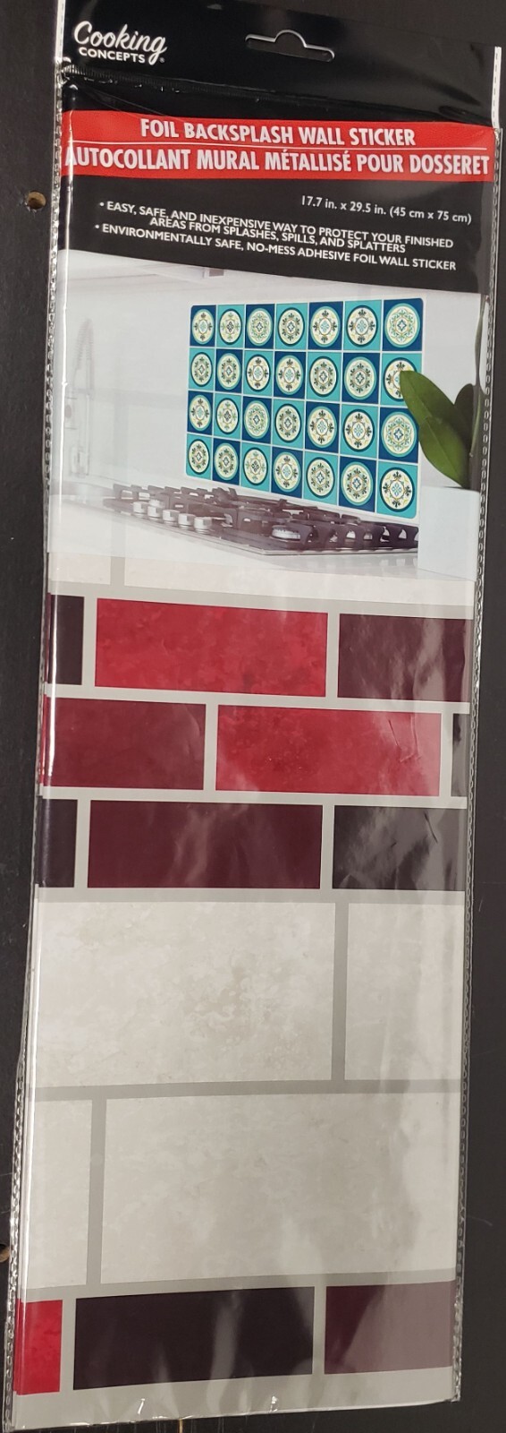 Kitchen Stove Backsplash Sticker/Wall Decal 30″x18,COLORFUL RECTANGLES,BRICKS,GR