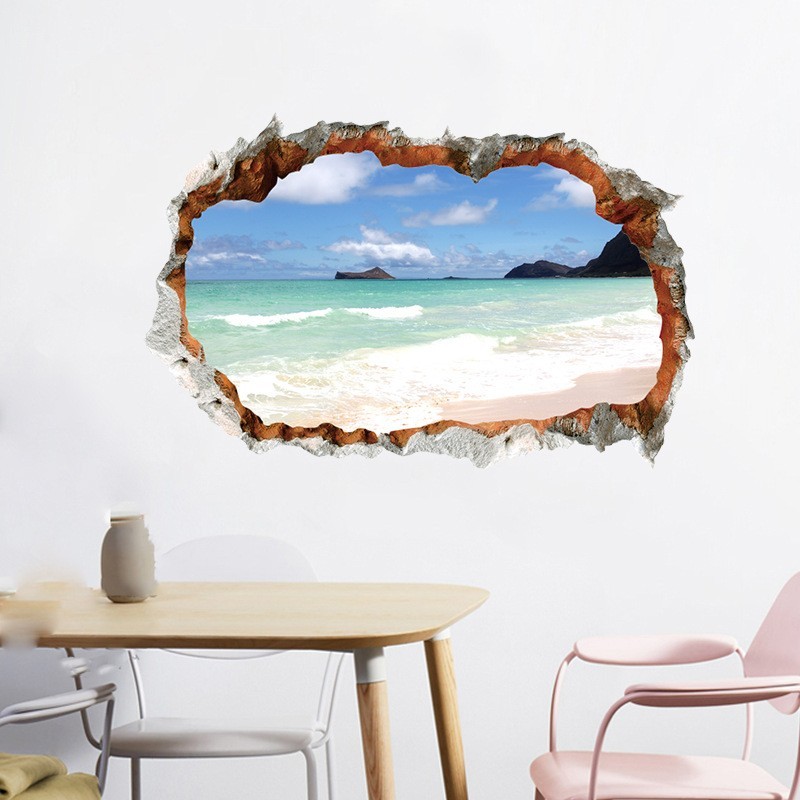 Wall Sticker Waterproof Beach Craft Art DIY Decals Decorative Gifts Holes