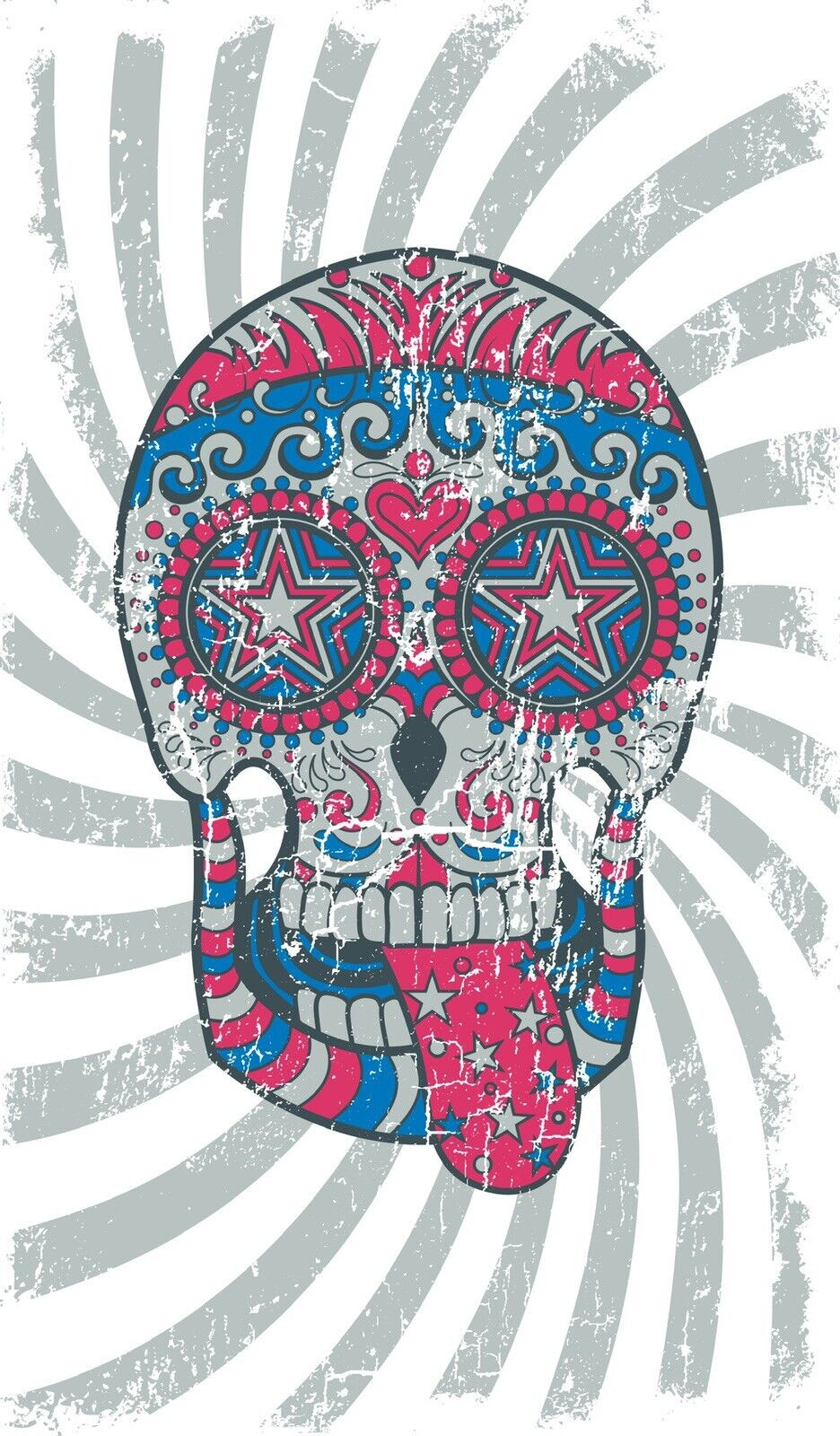 Red White Blue Sugar Skull Stiker