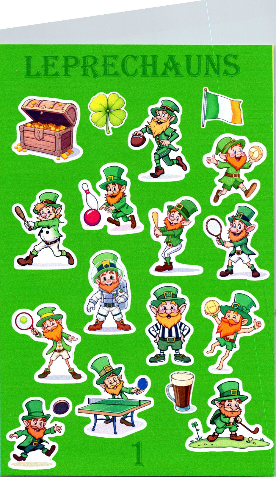 Leprechaun Irish Vinyl Sticker Decal Laptop Wall St Patrick’s Day 5 sheets Lot