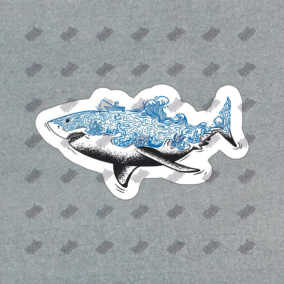 Artistic Shark Vinyl Sticker Ocean Wave Decal Perfect for Water #613453