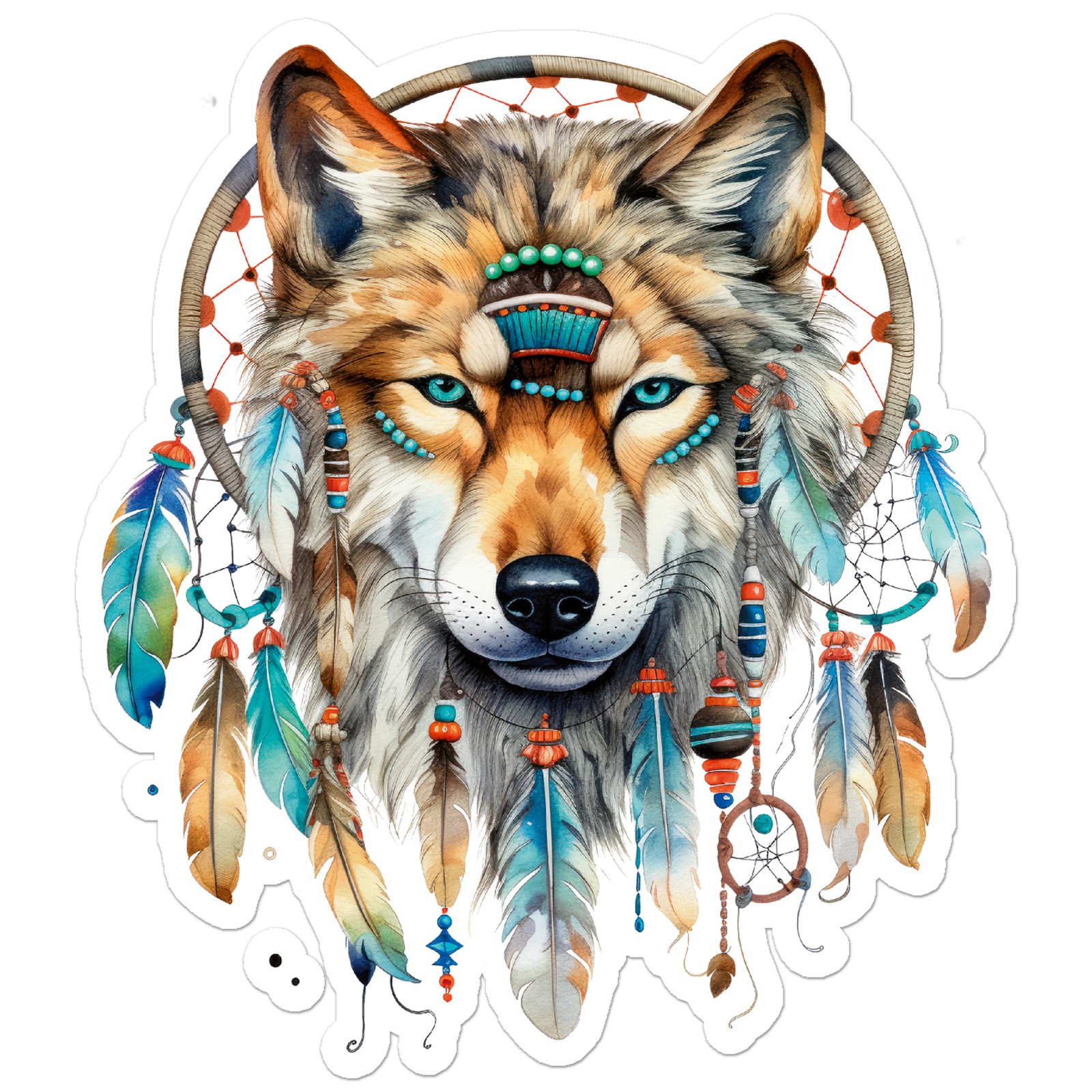 Wolf Dream Catcher Vinyl Decal Sticker – ebn9438