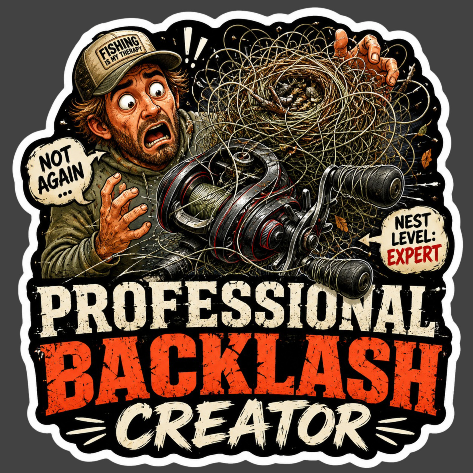 Fishing Sticker Vinyl Decal Professional Backlash Creator Funny Bass Angler