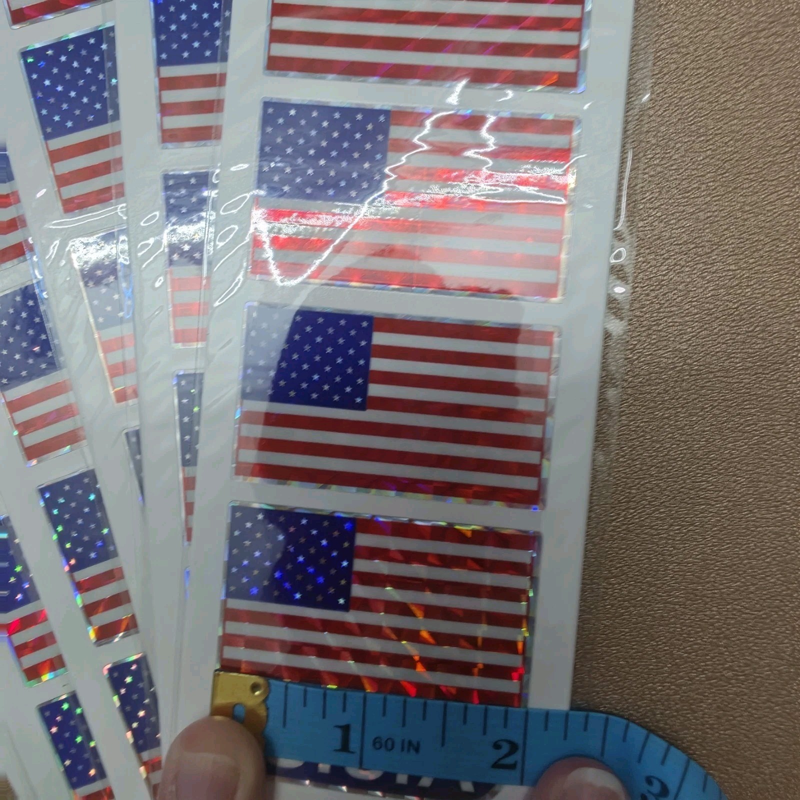RUBIES USA FLAG HOLOGRAPHIC WATERPROOF STICKERS 12 PK (72 FLAGS/10 USA STICKERS)