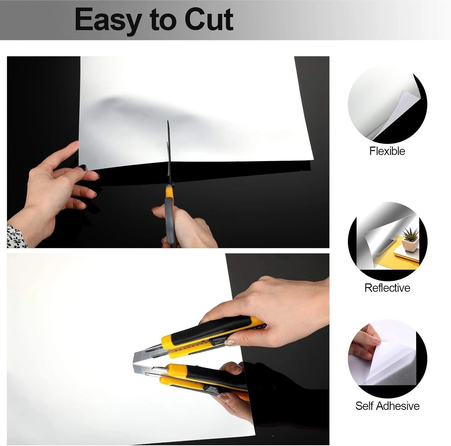 Flexible Self-Adhesive Mirror Sheets – 20 Tiles, 12×12 Inches for Home Elegance