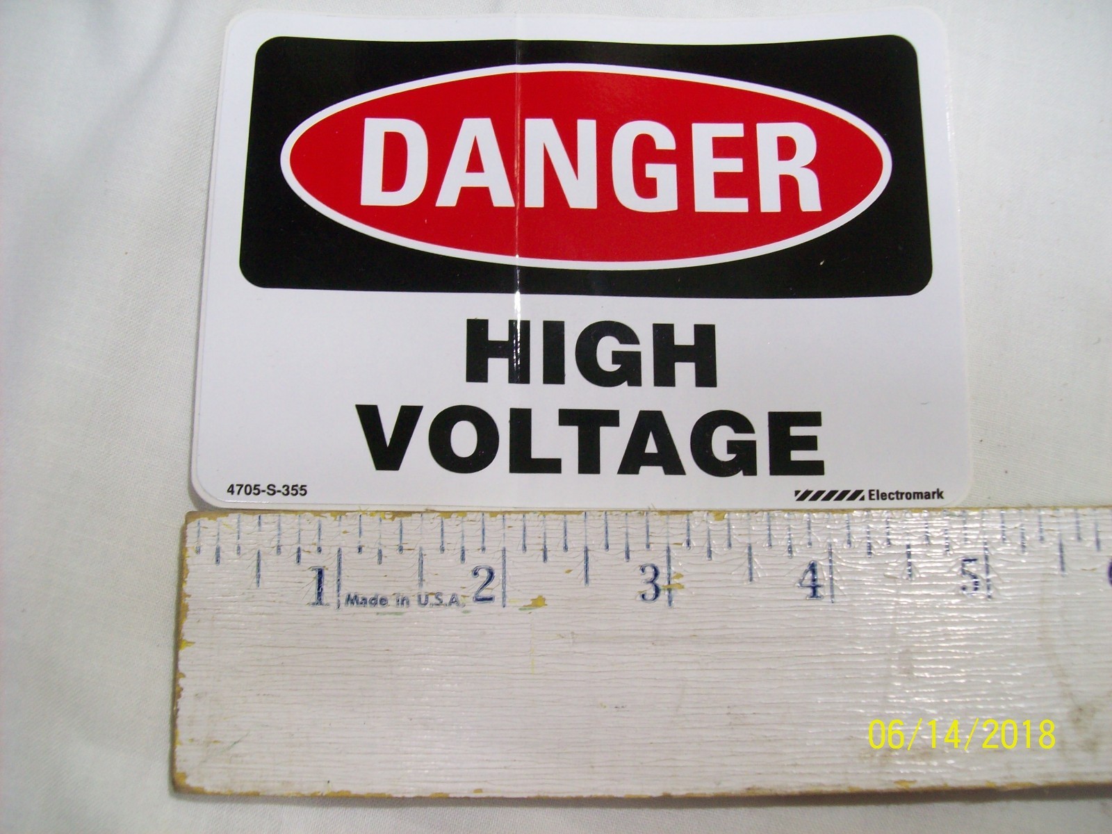 **LOT OF 5** DANGER HIGH VOLTAGE DECAL STICKER 3-1/2″ x 5″ , 4705-S-355