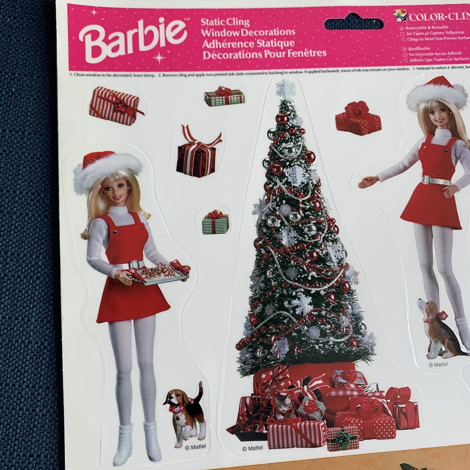Barbie Static Cling Window Decor Winter Snow Christmas Mattel 1999