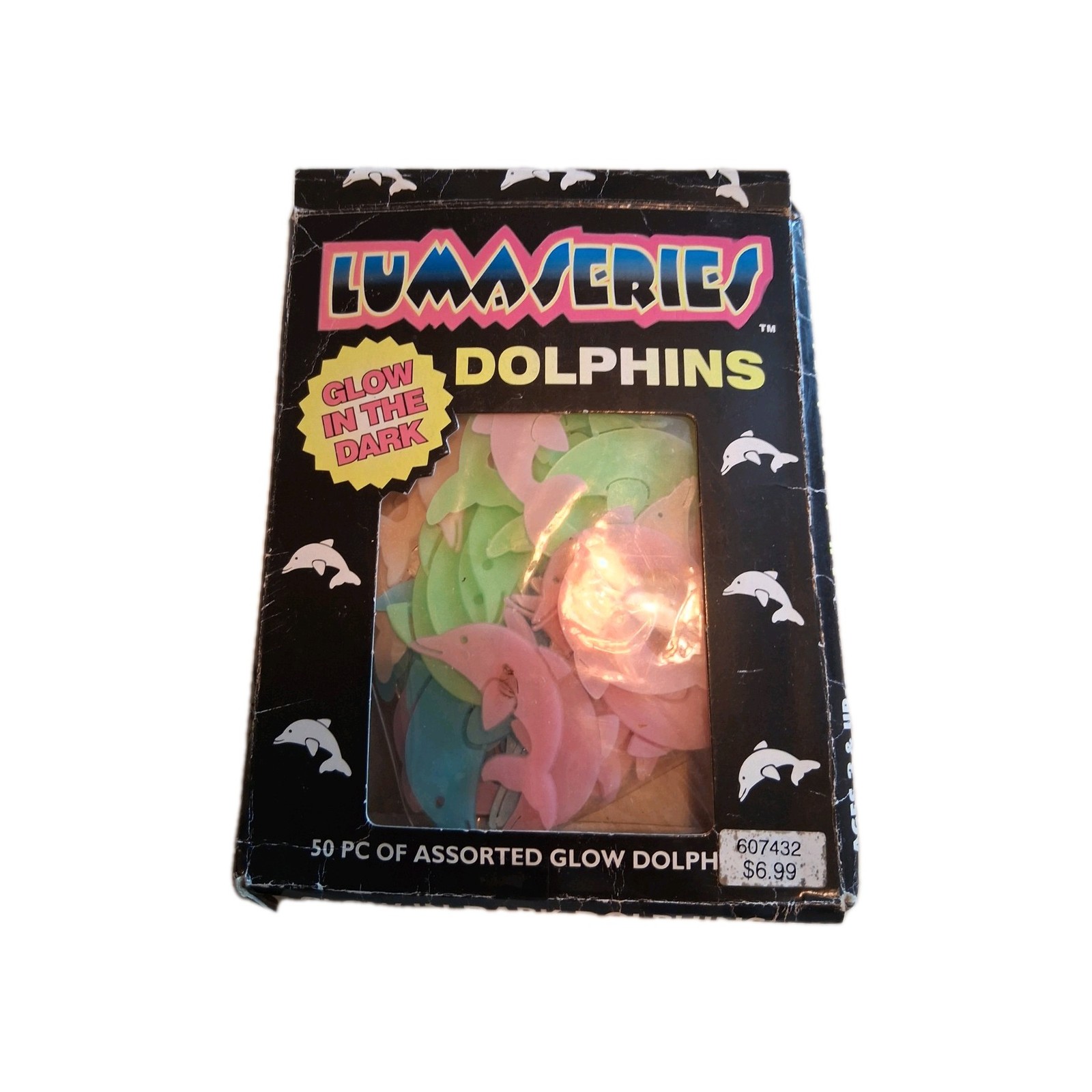 Vintags 90’s Y2K Spencer’s Lumaseries Glow In The Dark Stick On Dolphins 1999