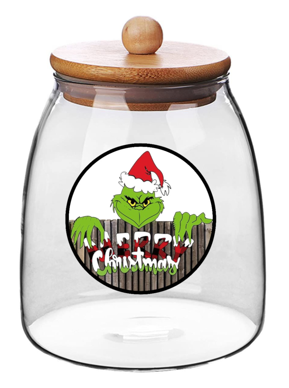 Christmas – Merry Christmas “Grinch” – 4″ Vinyl Decal Sticker Present Decor Jar