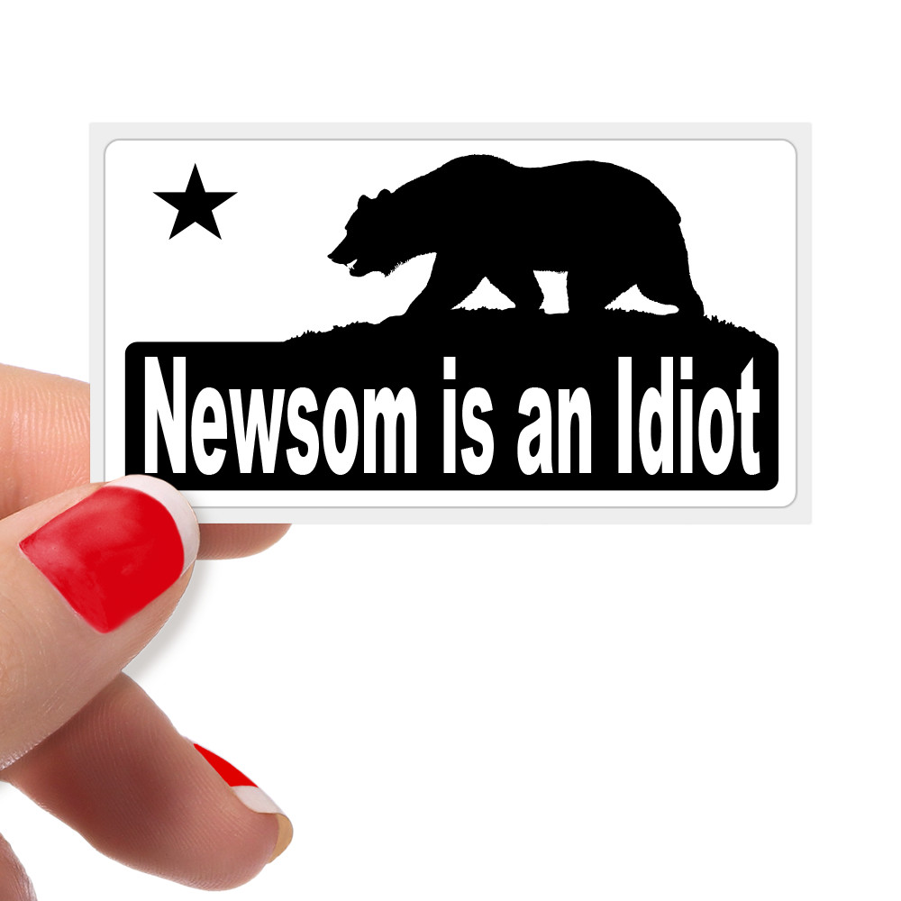 “Newsom Is An Idiot” Bulk Protest Stickers California State Governor Sucks