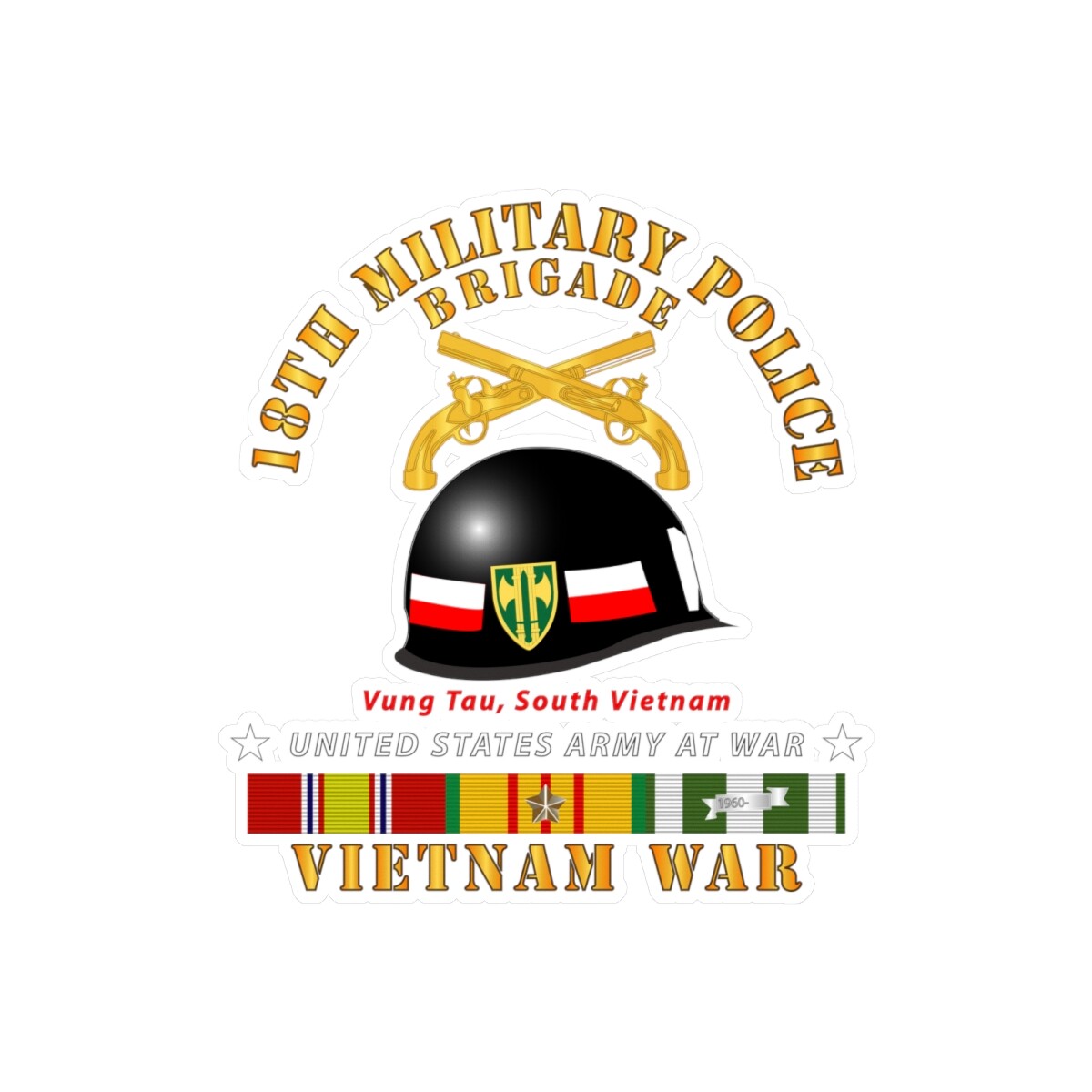 Kiss-Cut Vinyl – 18th MP Brigade – Helmet – Vietnam w SVCV1