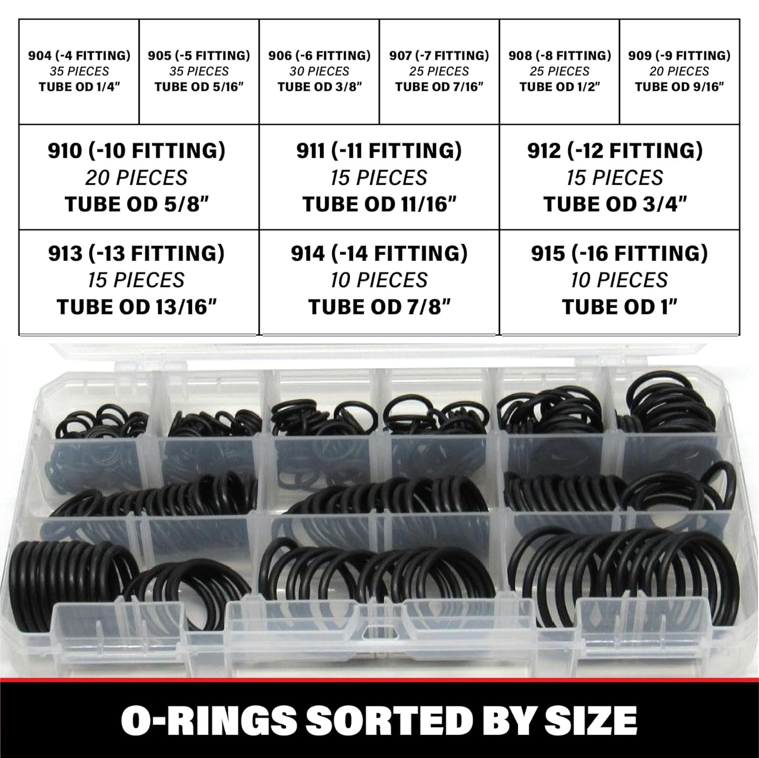 ORB BOSS Hydraulic Fitting SAE 900 O-Ring Seal Kit (Buna-N 70-255 Piece Kit, 12