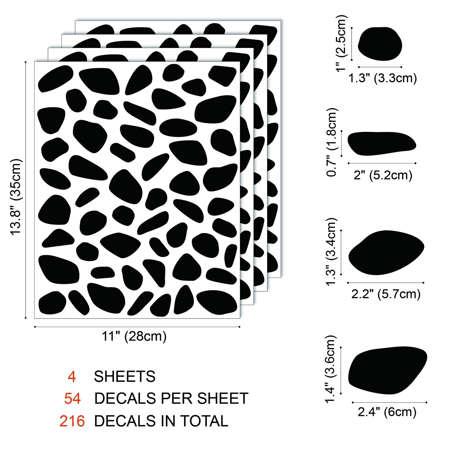 Black Vinyl Irregular Polka Dot Wall Decals Peel and Stick Modern Boho Minima…