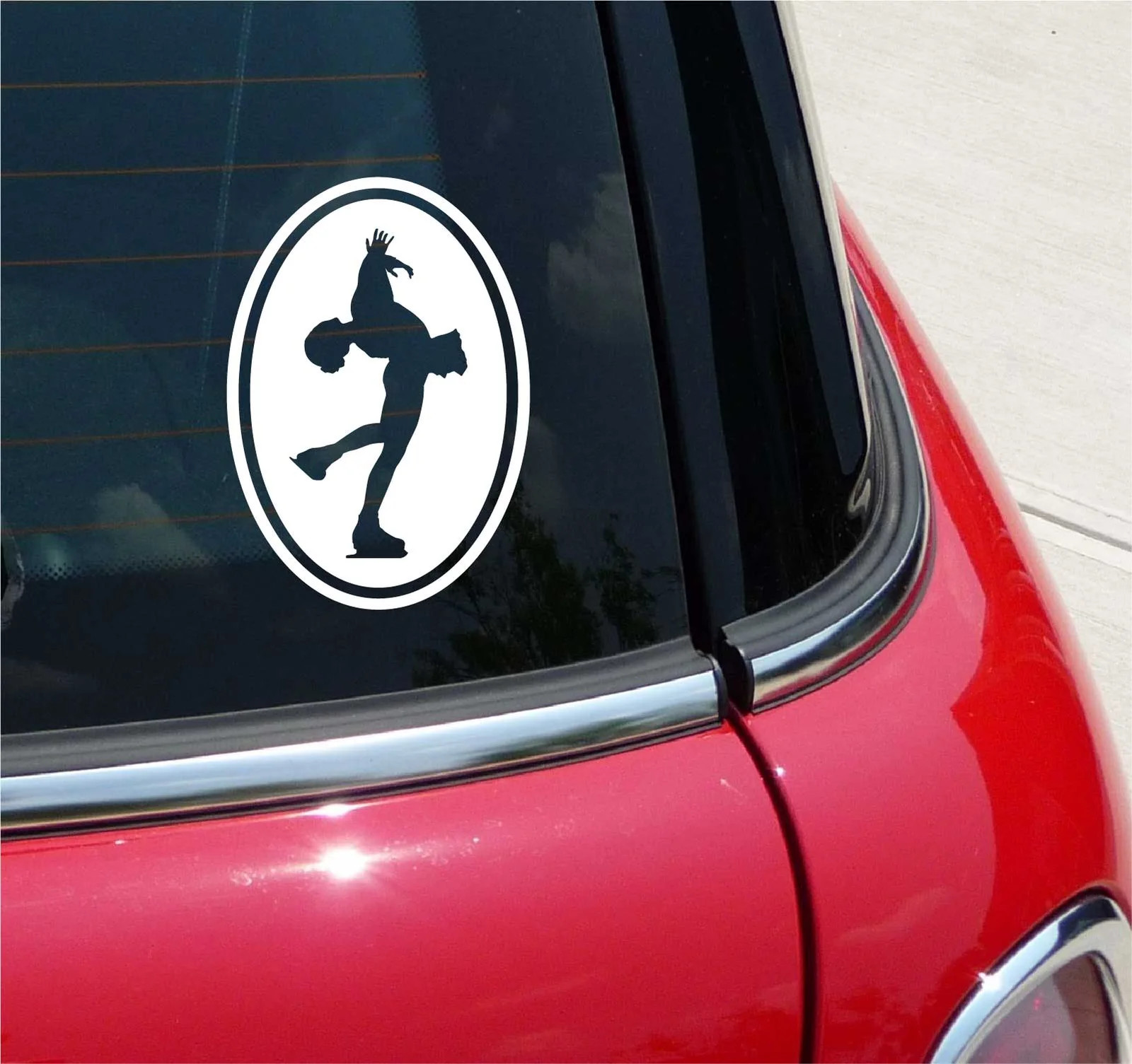 Euro Ice Skating Figure Graphic Decal Sticker Car Wall Oval NOT Two Colors