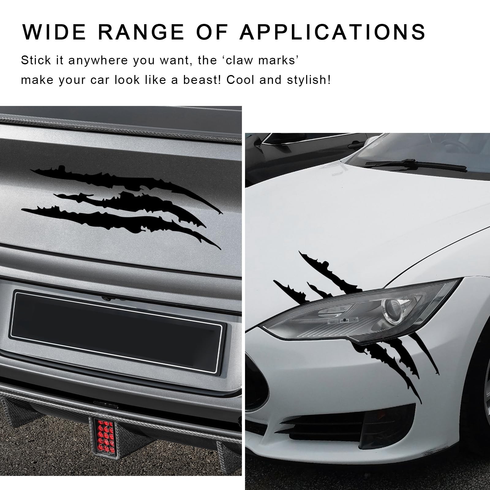 Claw Mark Decals for Car, Headlight Sticker Waterproof Vinyl Exterior Decor