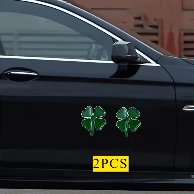 Long Lasting Robust Compact 2PCS 3D Zinc Alloy Four-Leaf Clover Car Tail Emblems