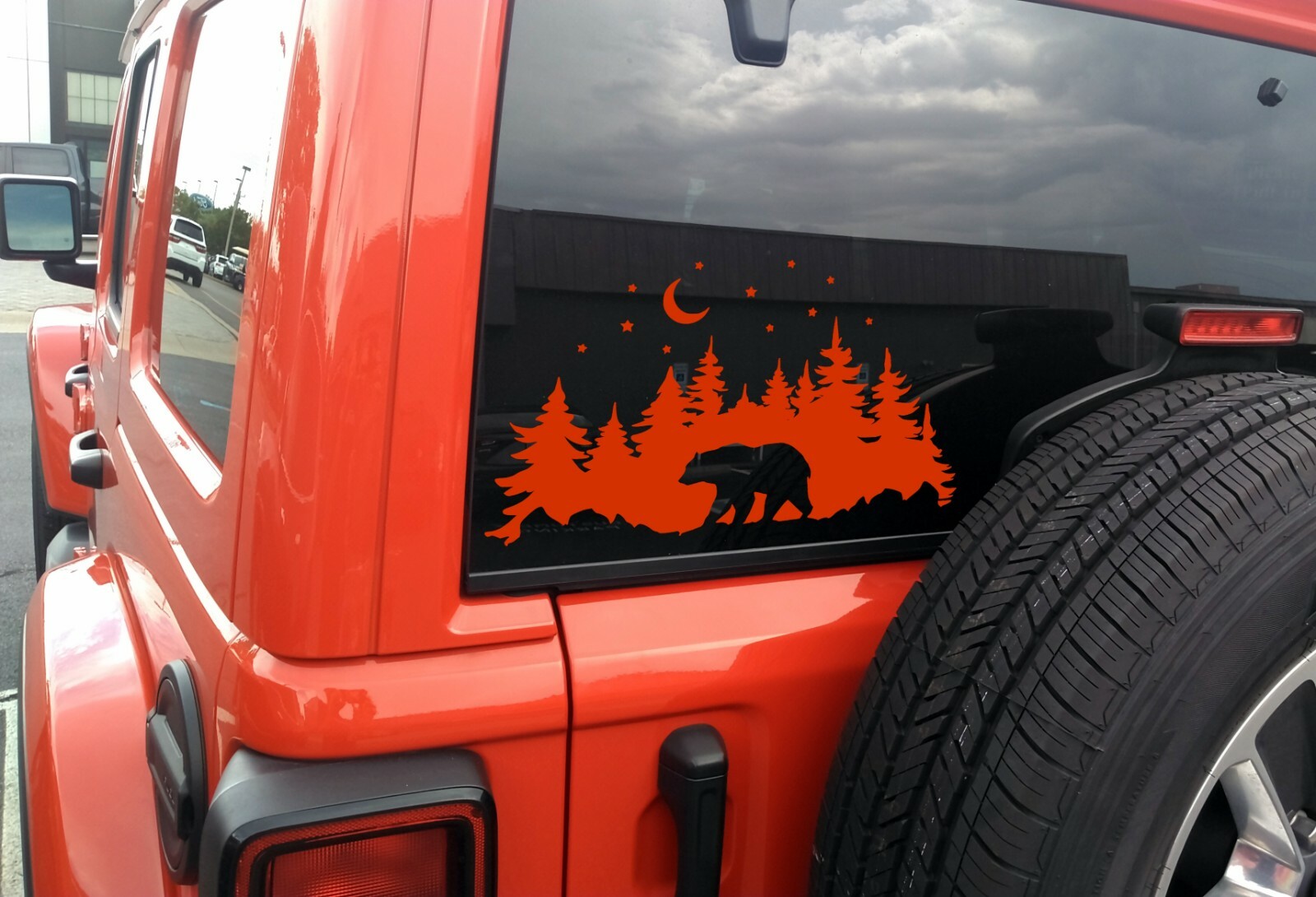 Bear in Forest Moon Stars V1 Vinyl Decal – RV Graphics Scene Camping PNW Die Cut