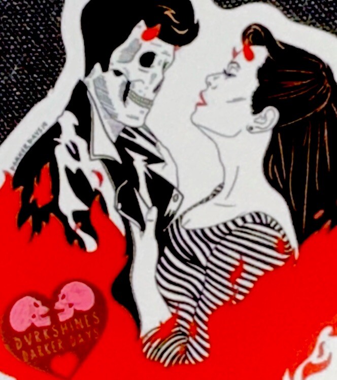 SKELETON COUPLE STICKER✨❤️💀🖤☠️✨2 1/2” X 2 1/4”✨GLOSSY✨LOVE IS IN THE AIR❤️‍🔥