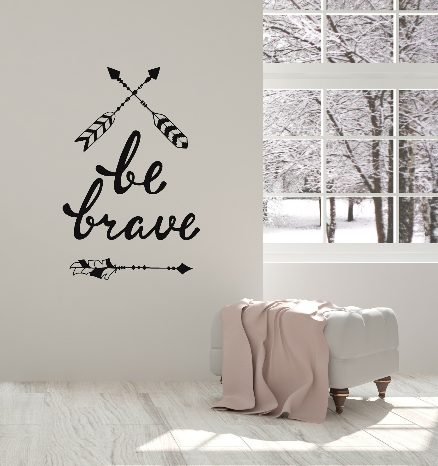 Vinyl Wall Decal Be Brave Arrows Feathers Ethnic Style Art Stickers (ig5457)