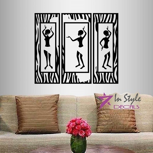 Vinyl Decal Dancing African Girls Women Ethnic African Style Wall Sticker 2328