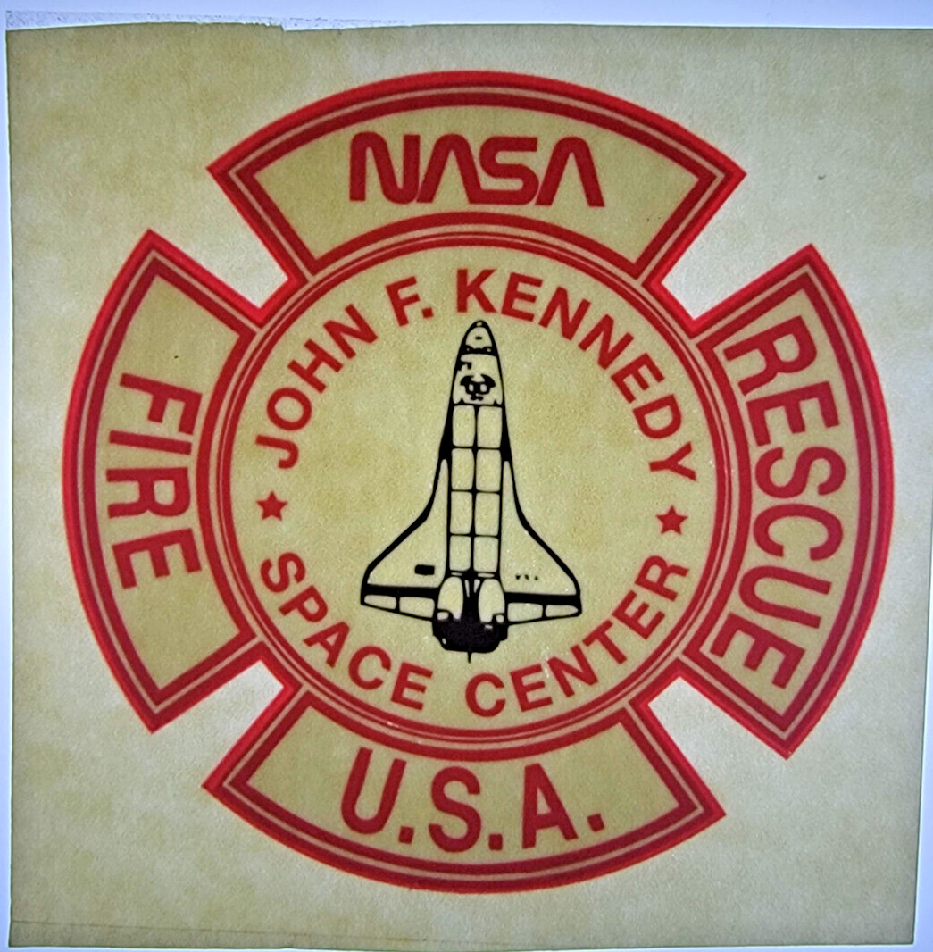 Vintage NASA Kennedy Space Center Fire Rescue 3.5″ Window Decal Space Shuttle