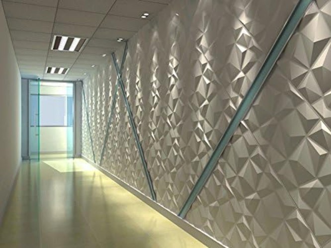 12 Pack 3D Diamond Design Wall Panels 19.7″x19.7″ PVC Panel for Interior Wall…