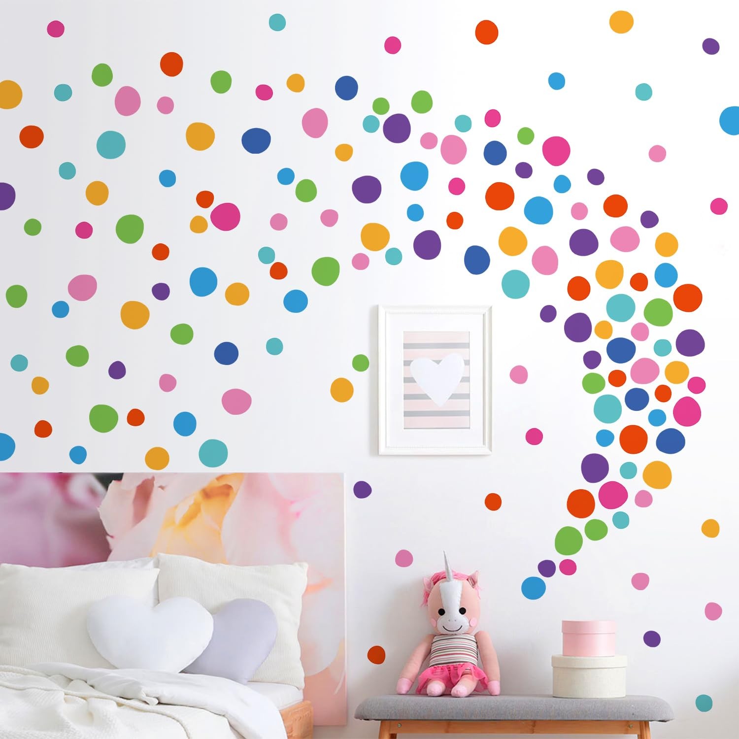 10 Sheets Polka Dot Wall Decals Irregular Colorful Dots Wall Stickers Peel an…