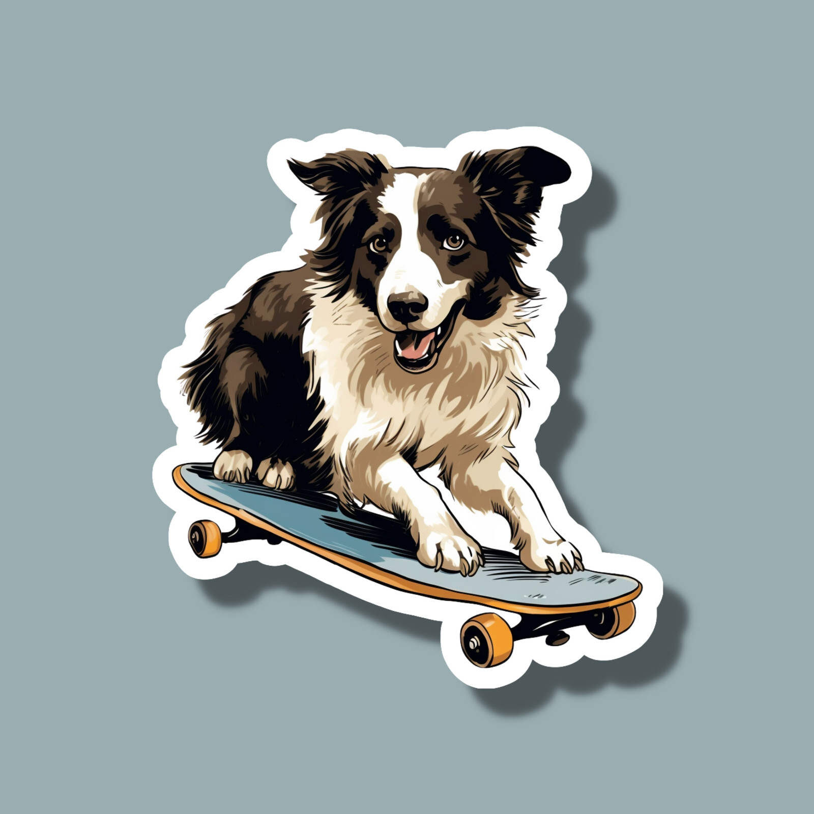 Skateboarding Border Collie Dog Skateboard Funny 3″ Vinyl Sticker
