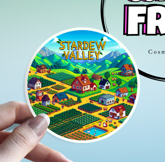 Stardew Valley Sticker: Pelican Town Farm, Waterproof Video Game Sticker