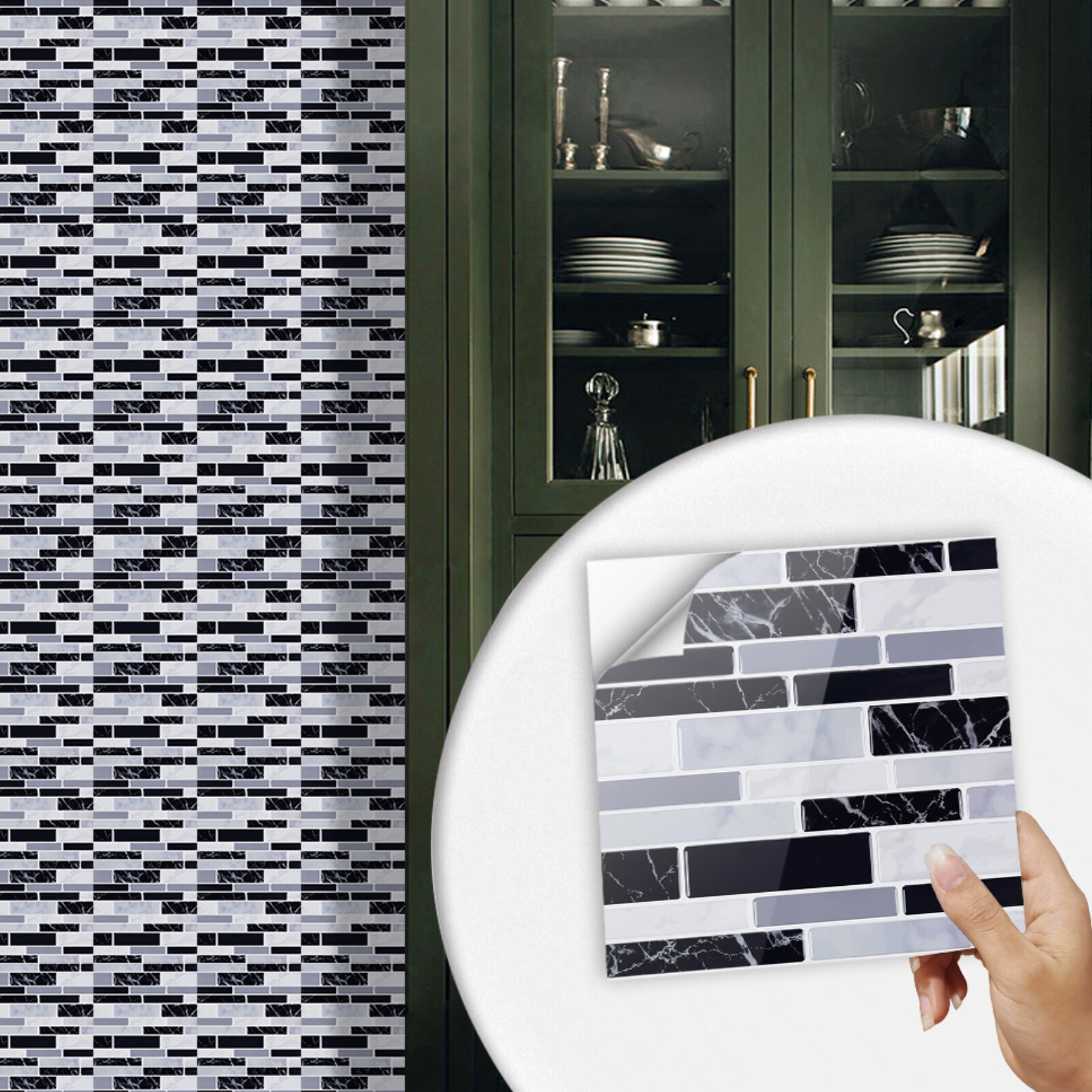 10/20 Pcs PVC Tile Backsplash Waterproof Self Adhesive Wall Panels for Kitchen