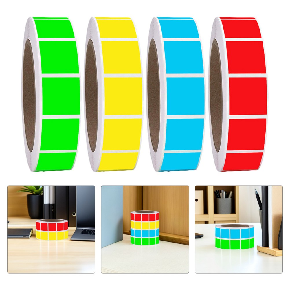 4 Rolls Colored Self Adhesive Labels: 1 X 1 Inch Removable Square Color Coding