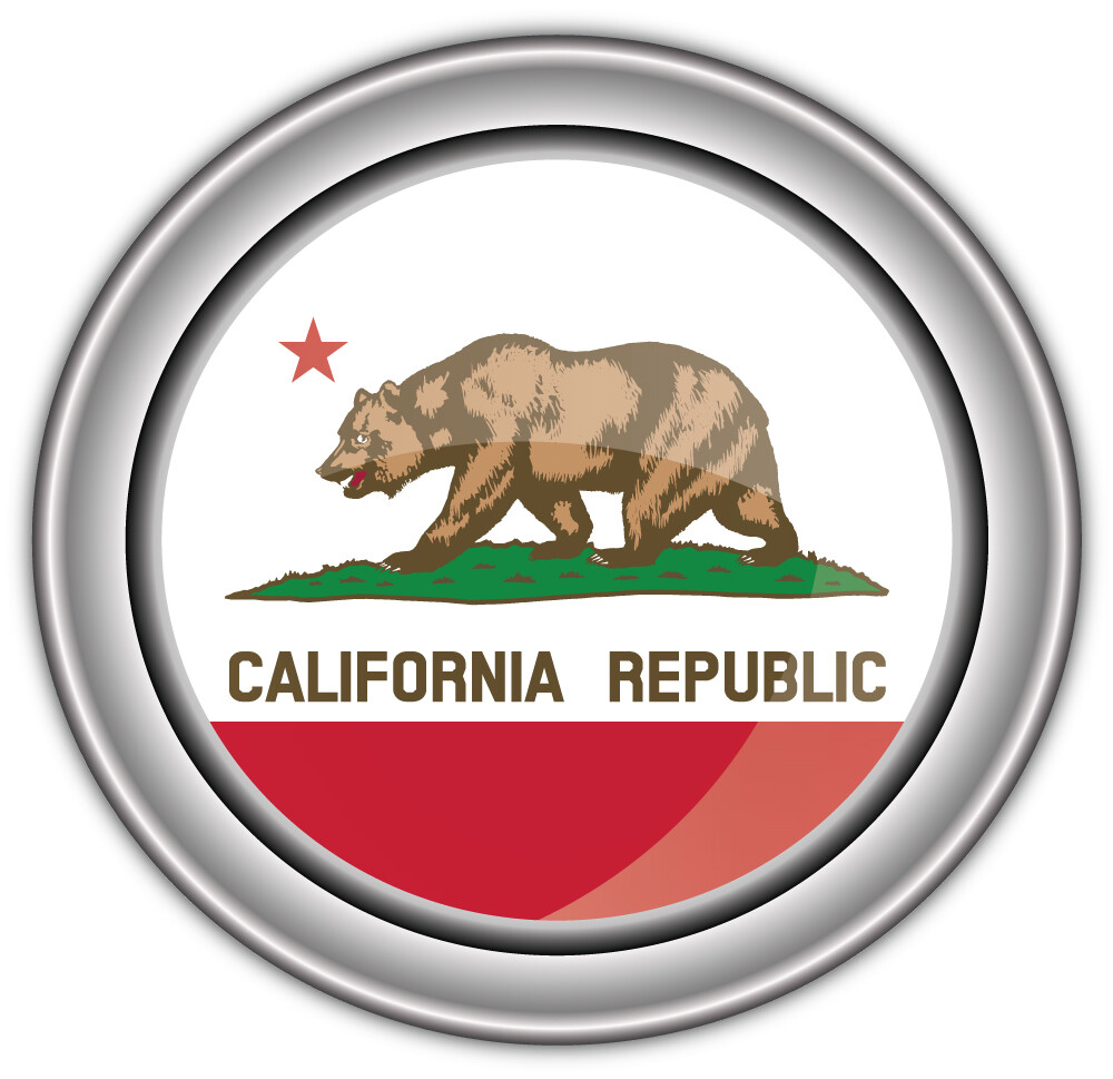 California USA State Flag Silver Badge Car Bumper Sticker Decal “SIZES”