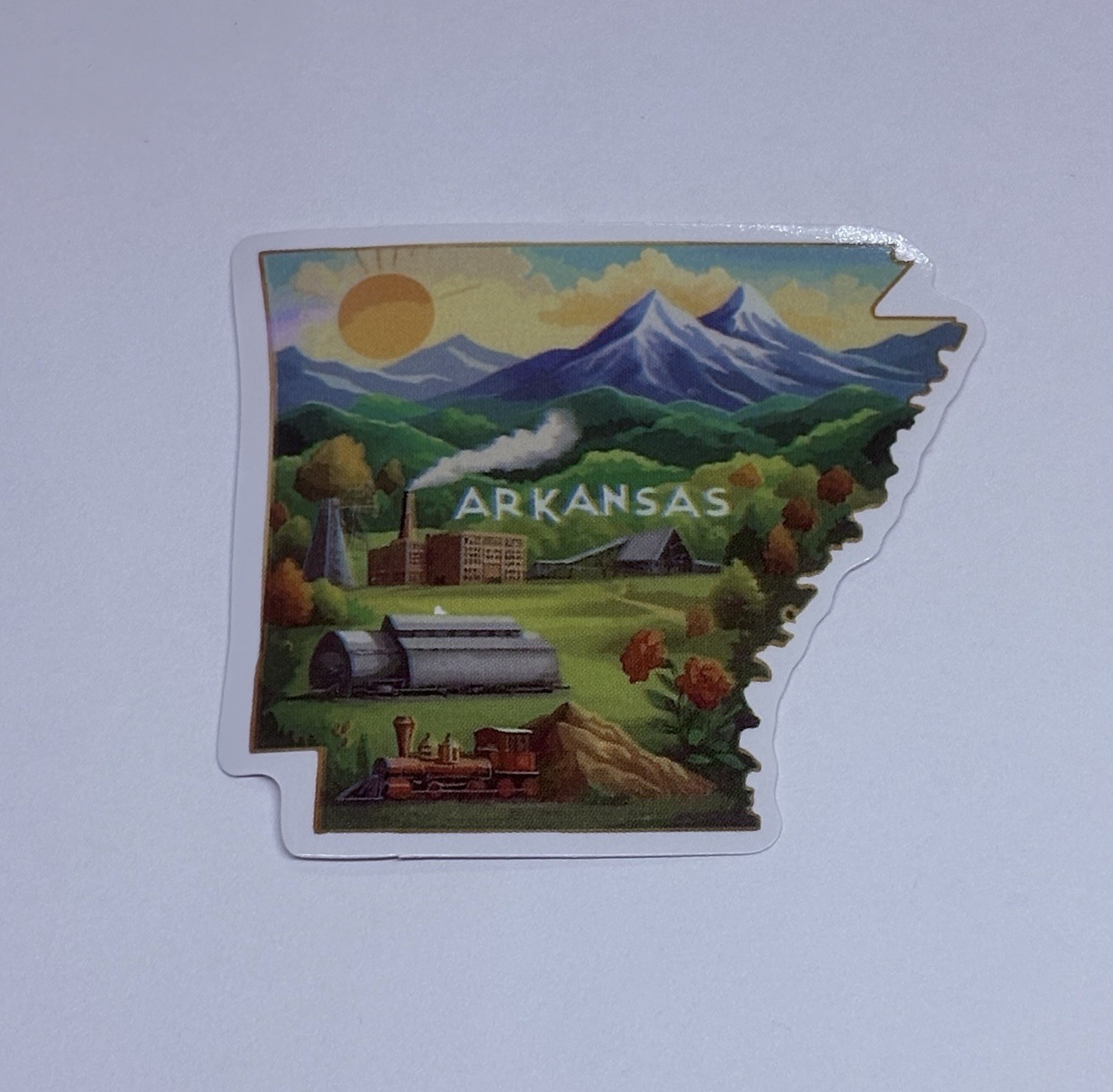 Arkansas State Map Sticker Decal Travel Tour Souvenir Journal Train Town Art Tc6