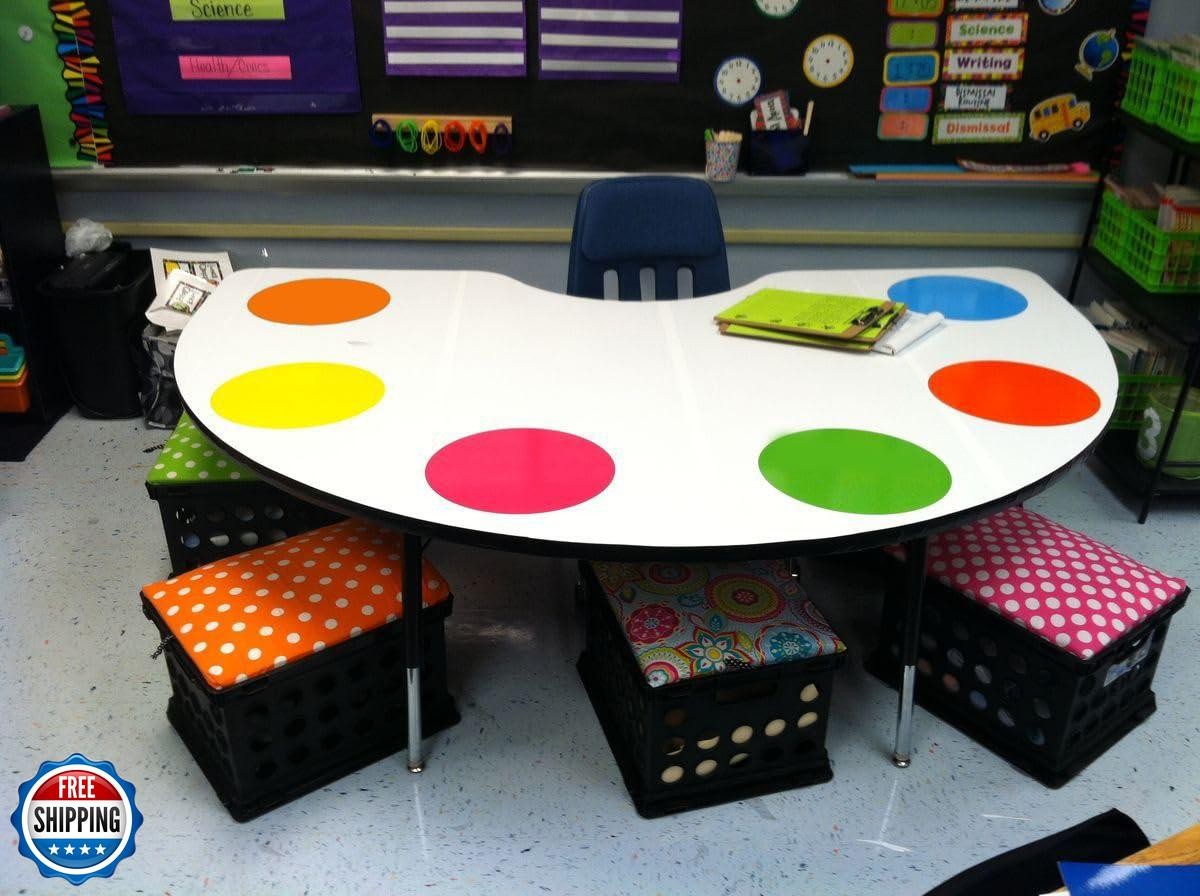 24 Pack 12”Big Size Dry Erase Dots for Classroom Tables, Peel and Stick Remo