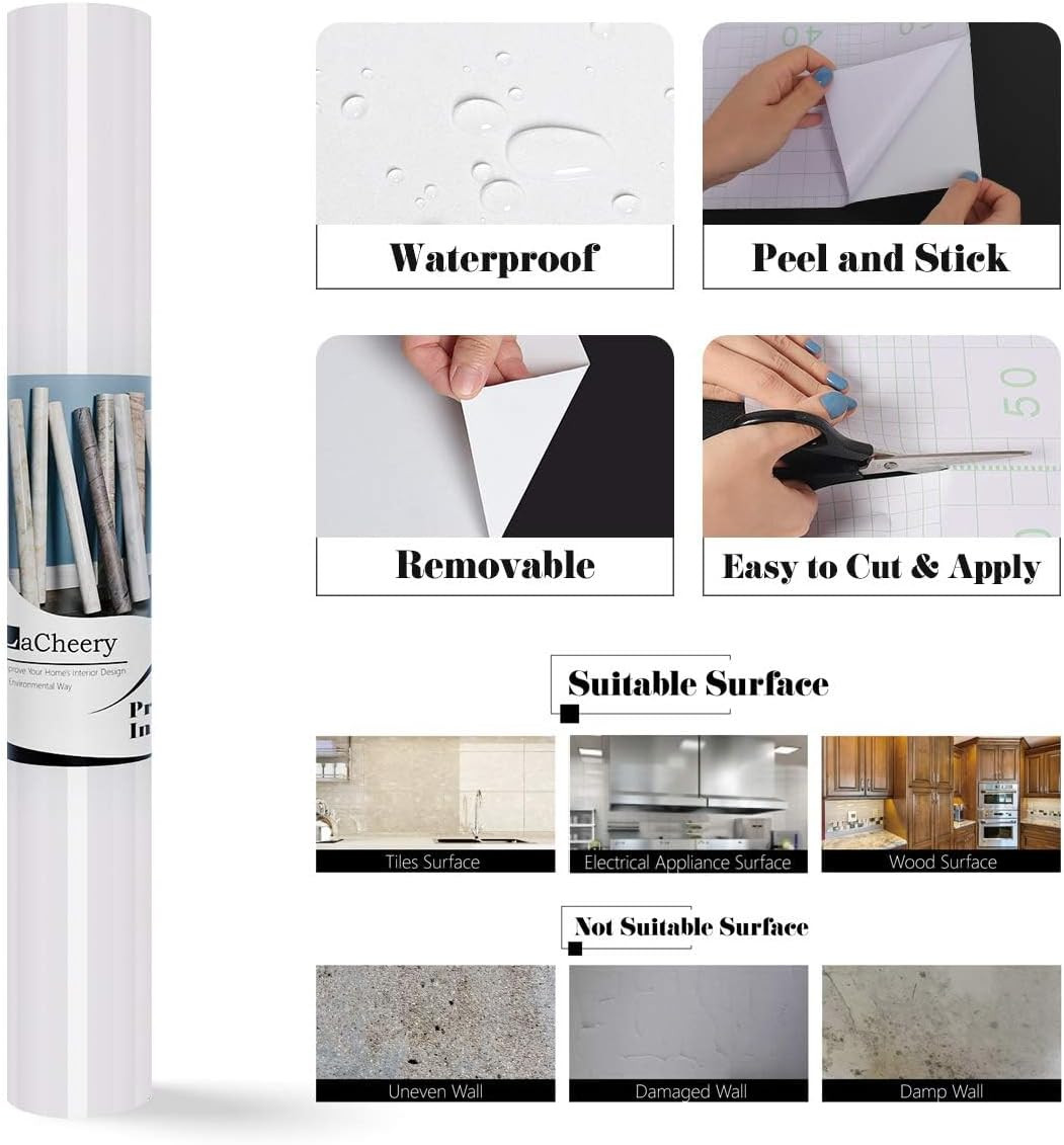 Glitter White Contact Paper Decorative Self Adhesive Counter Top Covers 15.8″X80