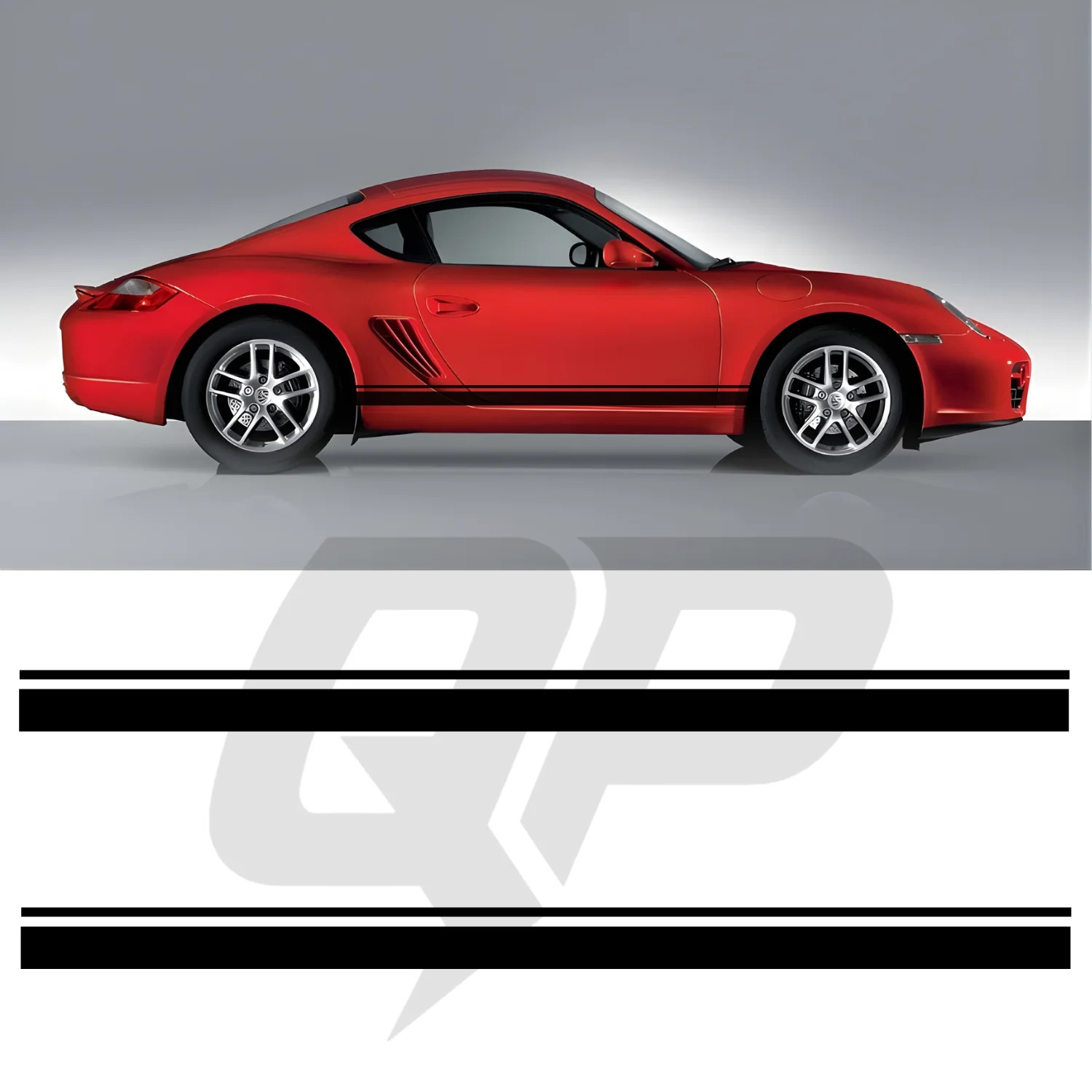 Compatible With Porsche Cayman Double Side Stripe Decals – Dual Rocker Panel Kit