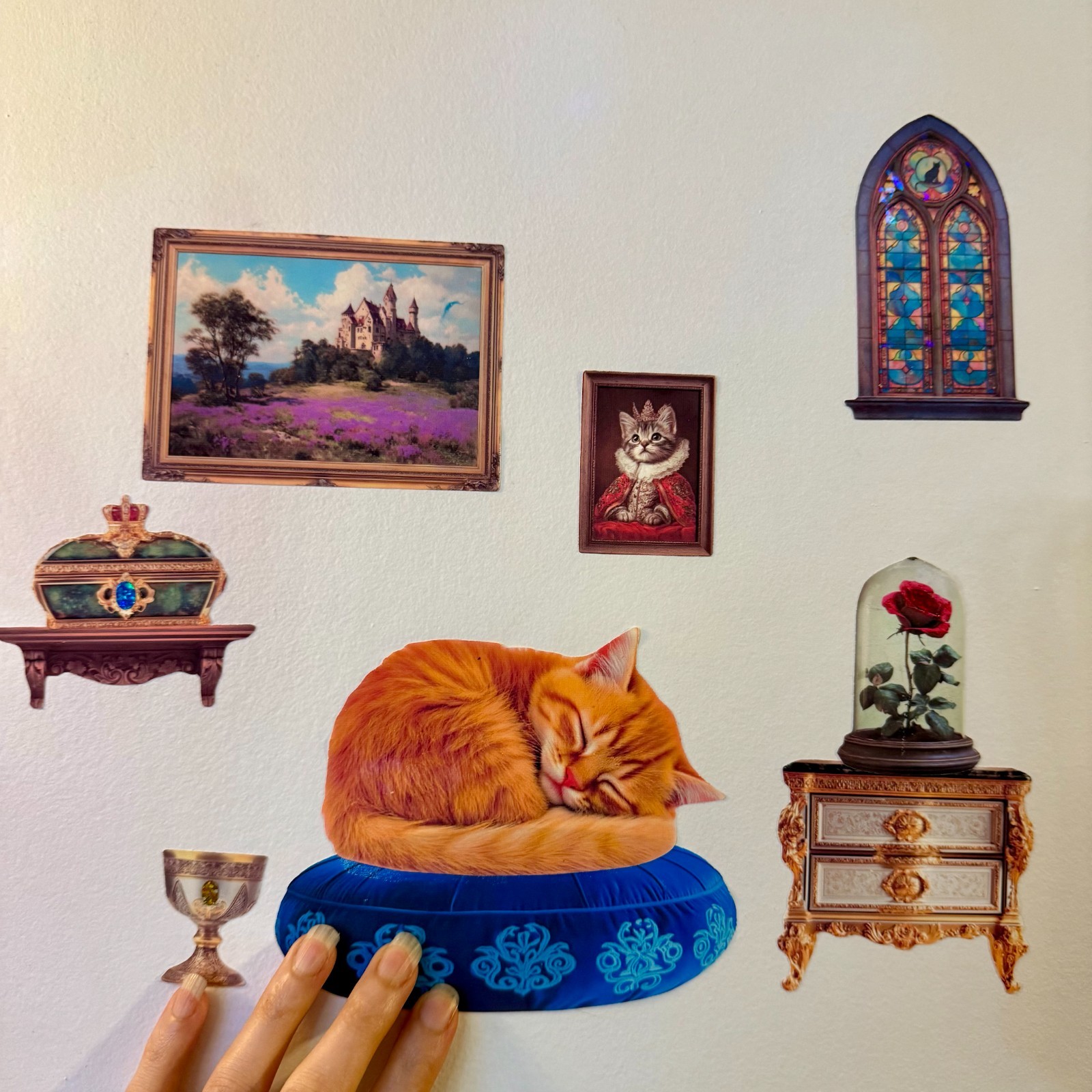 Kitten Wall Stickers, Enchanted Dreams, fairy tale. EZ Peel & Reposition. No-Rip