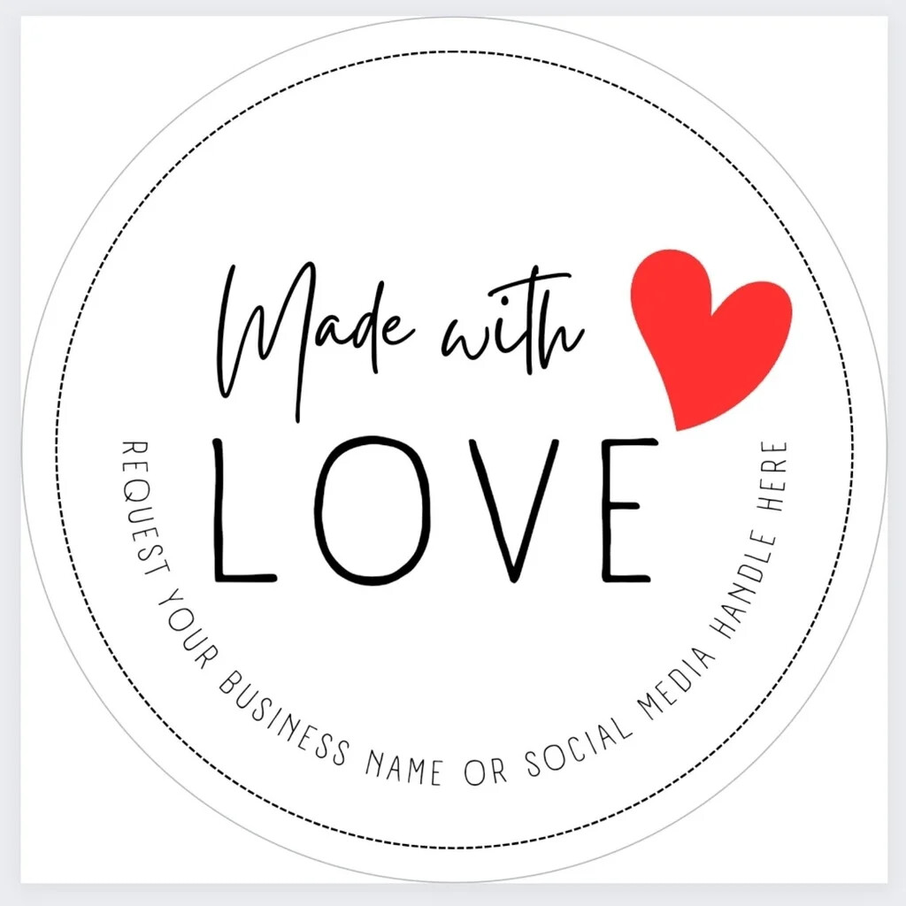 Made With Love Customizable Premium Glossy Stickers, 2 Sheets/50 Stickers Total