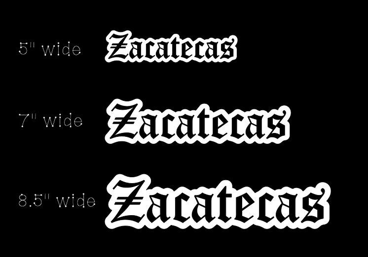 Zacatecas Mexico Sticker Vinyl Car Sticker Decal Spanish White outlined