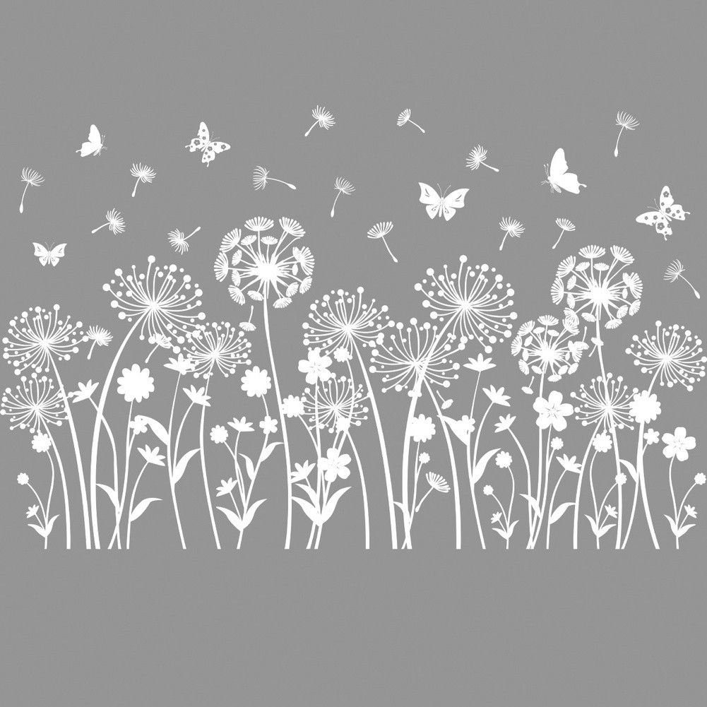 Dandelion Wall Decal White Static Cling Sticker for Windows and Glass Doors