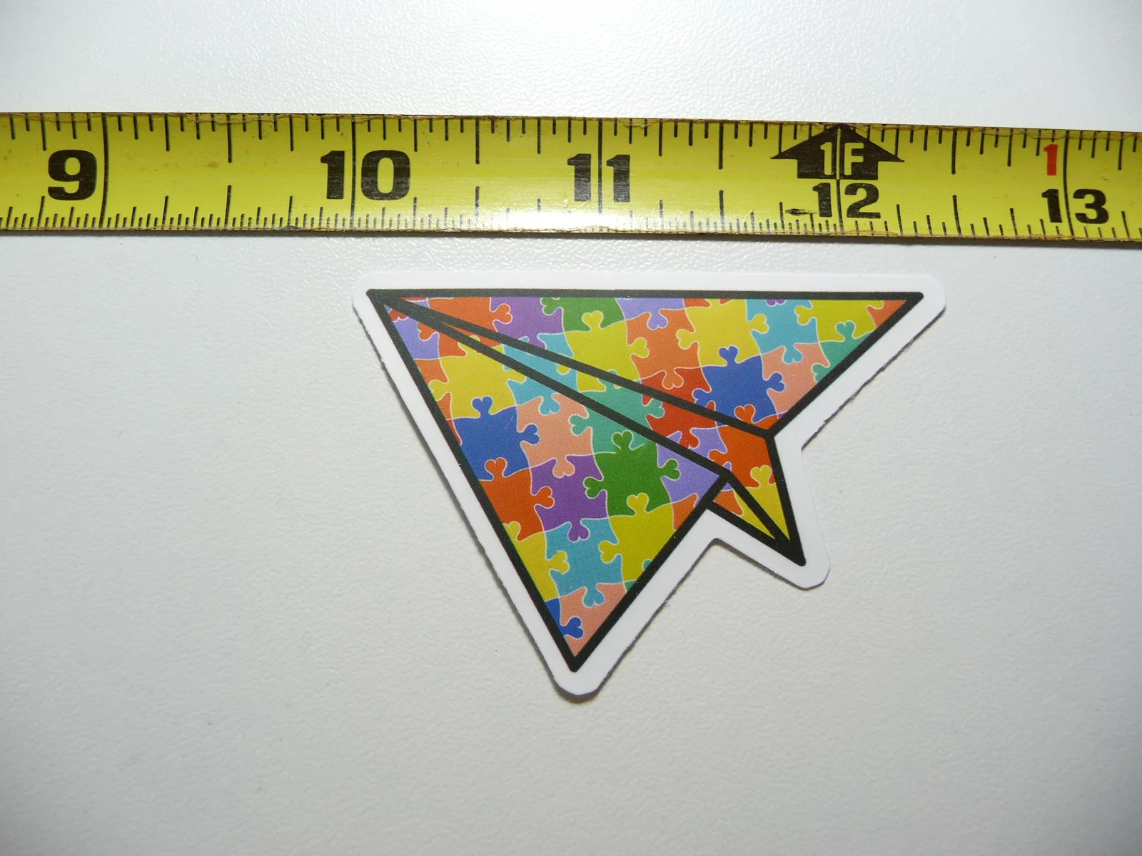 AUTISM SUPPORT SMALL STICKER DECAL PAPER AIRPLANE PUZZLE PIECES AWARENESS