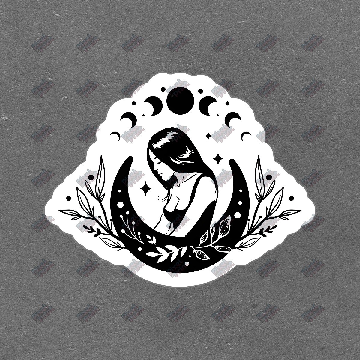 Bohemian Moon Goddess Vinyl Sticker Aesthetic Decal for Laptops, #240555