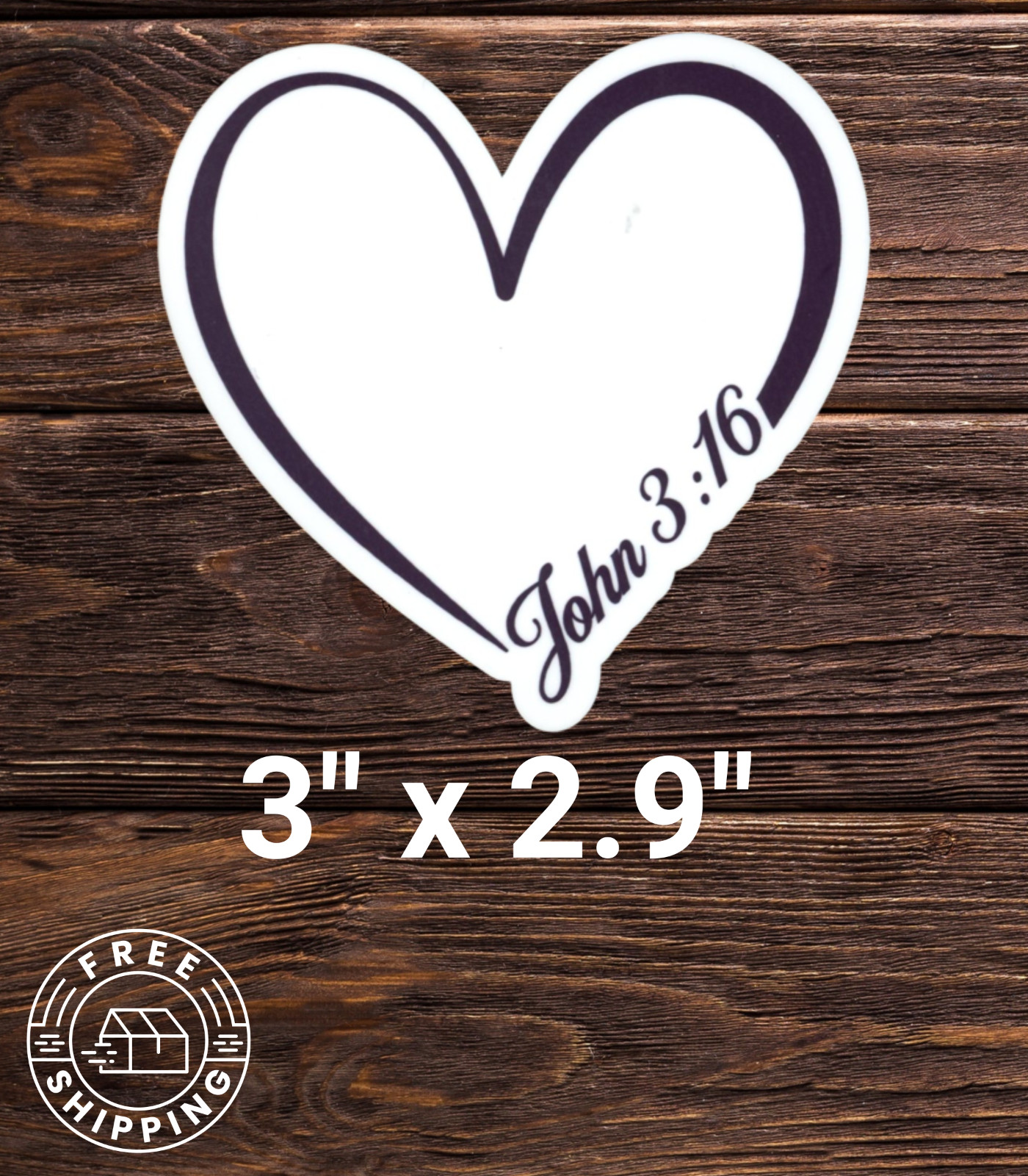 Jesus Heart John 3:16 Vinyl Sticker 3″ Inch Laptop, Water Bottle etc…