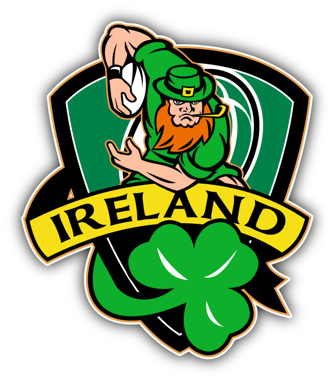 Ireland Rugby Player Leprechaun Car Bumper Sticker – 9”, 12” or 14”