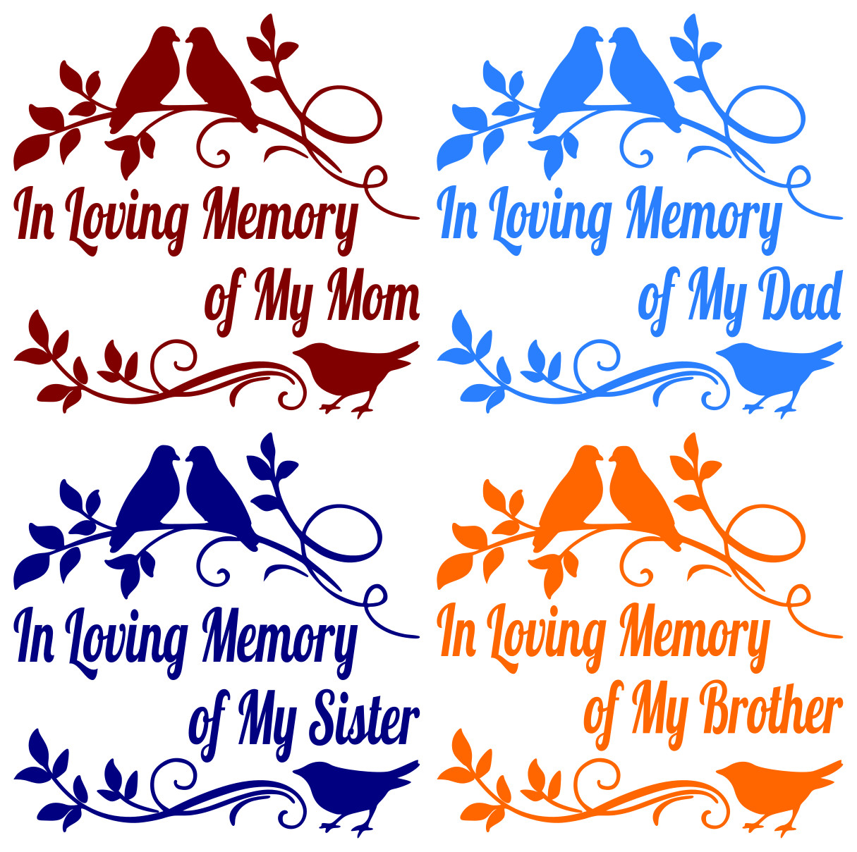 DOVES IN LOVING MEMORY MOM DAD SISTER BROTHER CAR VINYL DECAL STICKER 6″ 12″