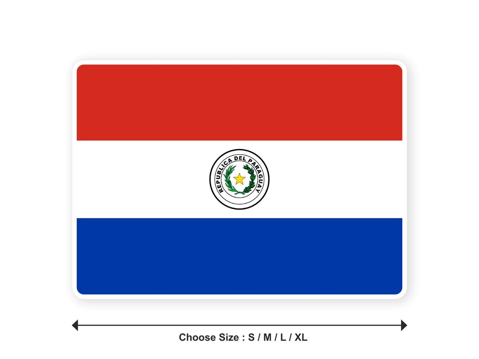 Sticker flag PARAGUAY Paraguayan 3,9′′(S) -11′′(XL) decal white border