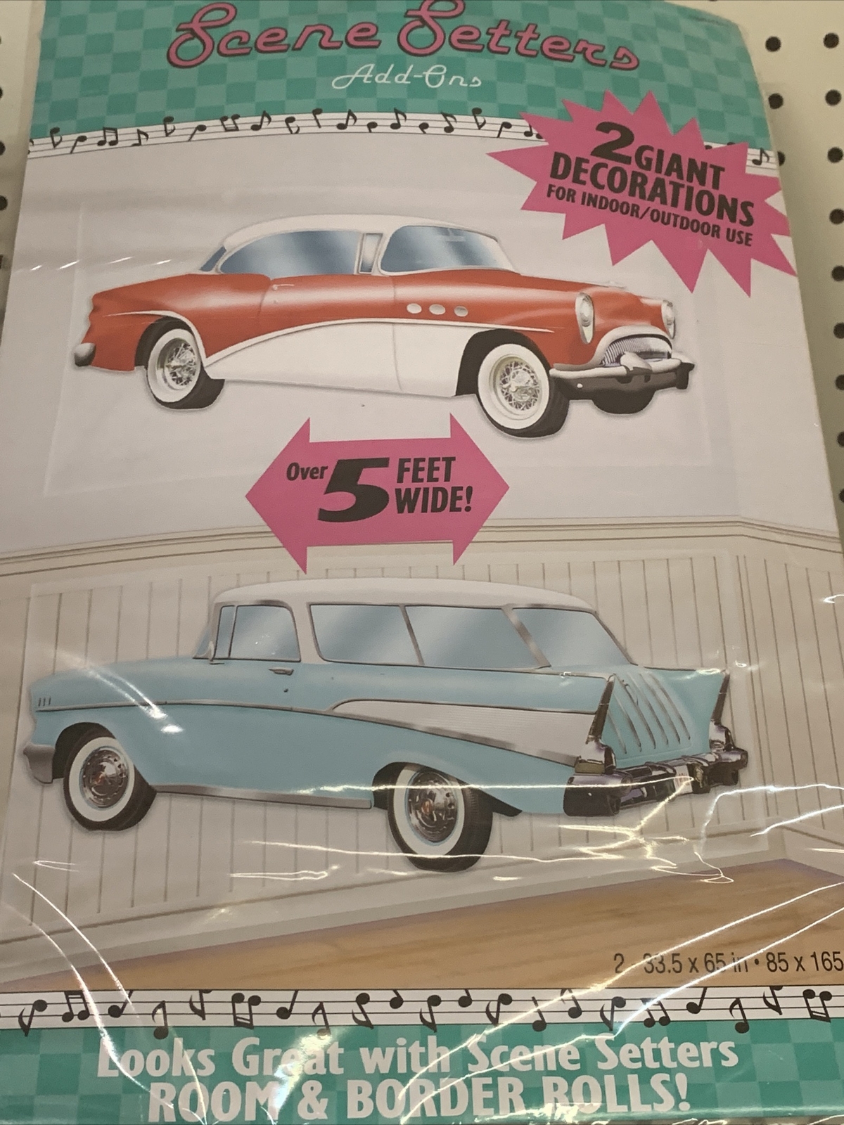2 Giant Retro Car Wall Display Decal Decorations, 5ft, American Diner 50s Chevy